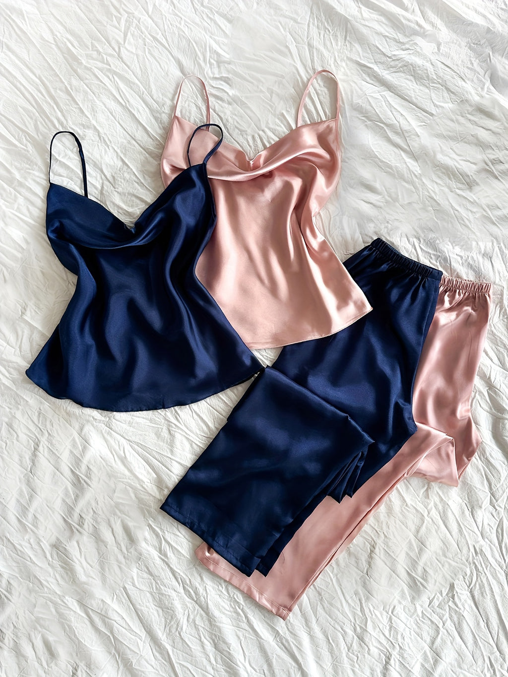 Ensemble Pyjama Débardeur et Pantalon Satinés (Lot de 2) – Reflet Satiné