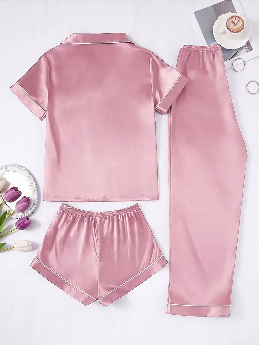 Ensemble Pyjama Trio Satiné Modulable – Reflet Composé