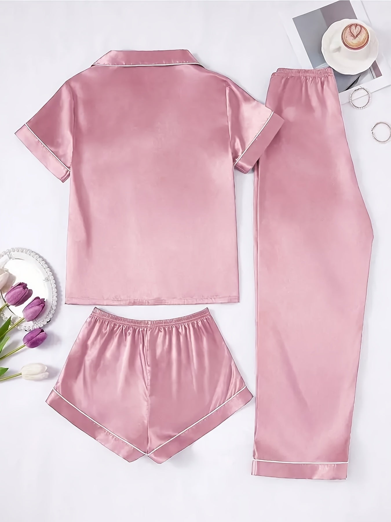 Ensemble Pyjama Trio Satiné Modulable – Reflet Composé