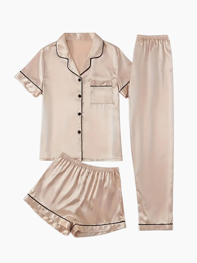 Ensemble Pyjama Trio Satiné Modulable – Reflet Composé