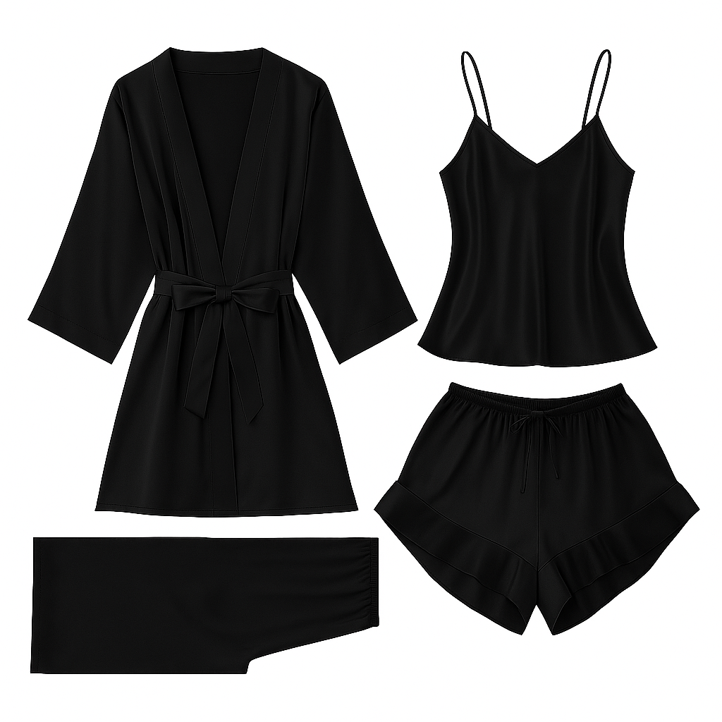 Ensemble Pyjama Quatuor Satiné Modulable – Éclat Complet