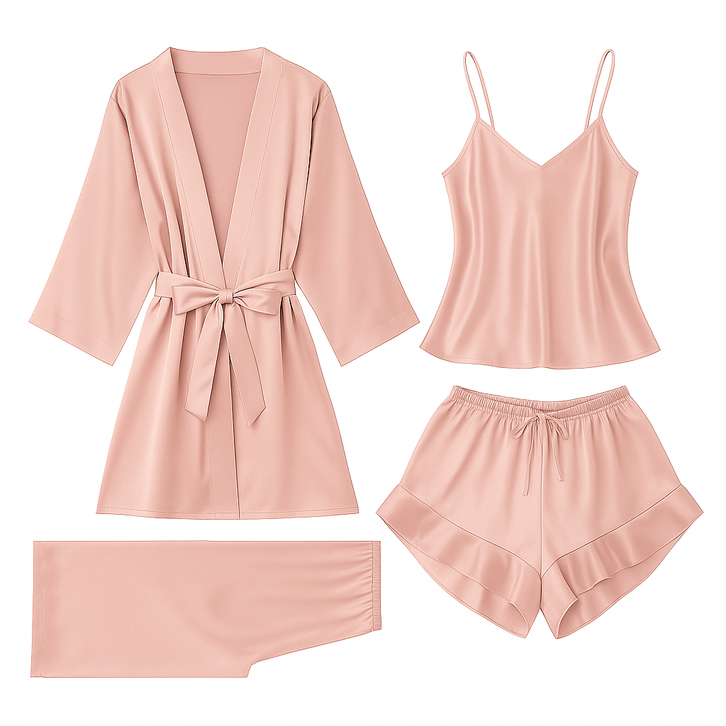 Ensemble Pyjama Quatuor Satiné Modulable – Éclat Complet