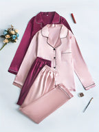 Ensemble Pyjama Chemise et Pantalon Satinés (Lot de 2) – Accord Satiné