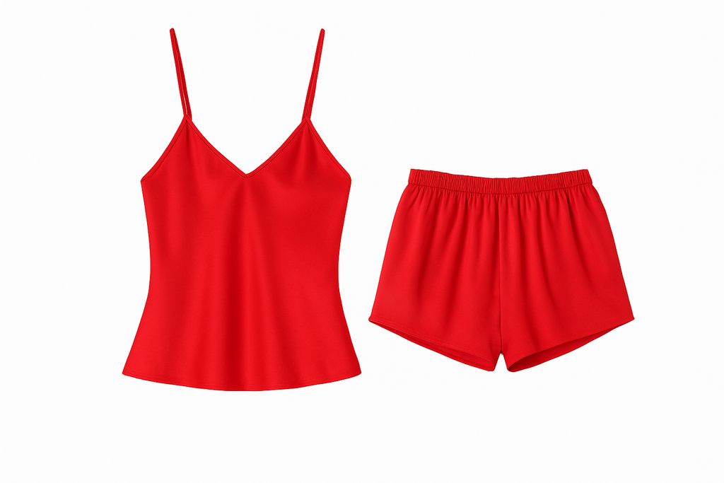 Débardeur et Short Satinés à Dentelle – Brume d’Aurore