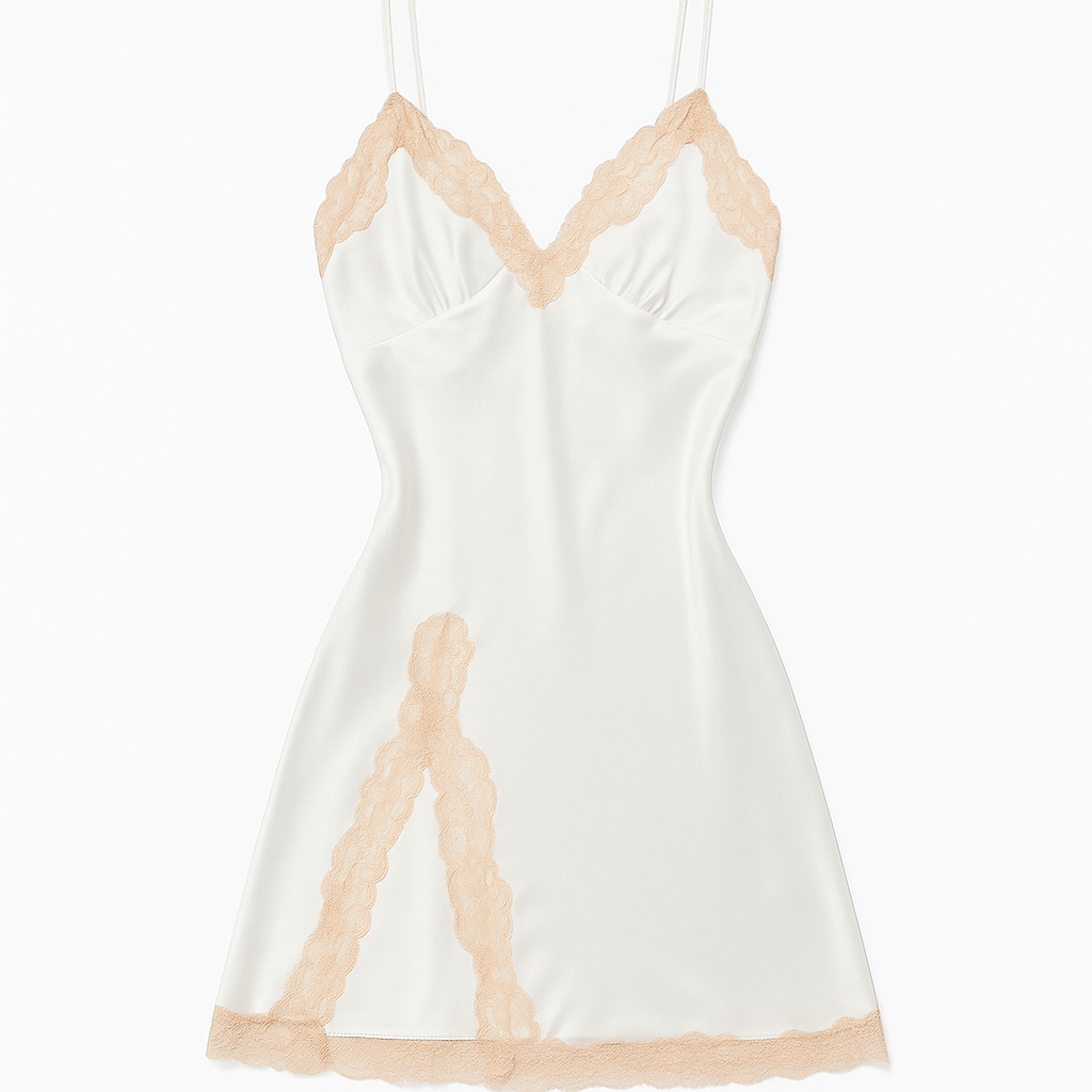 Nuisette Satinée à Bretelles – Lueur de Brume
