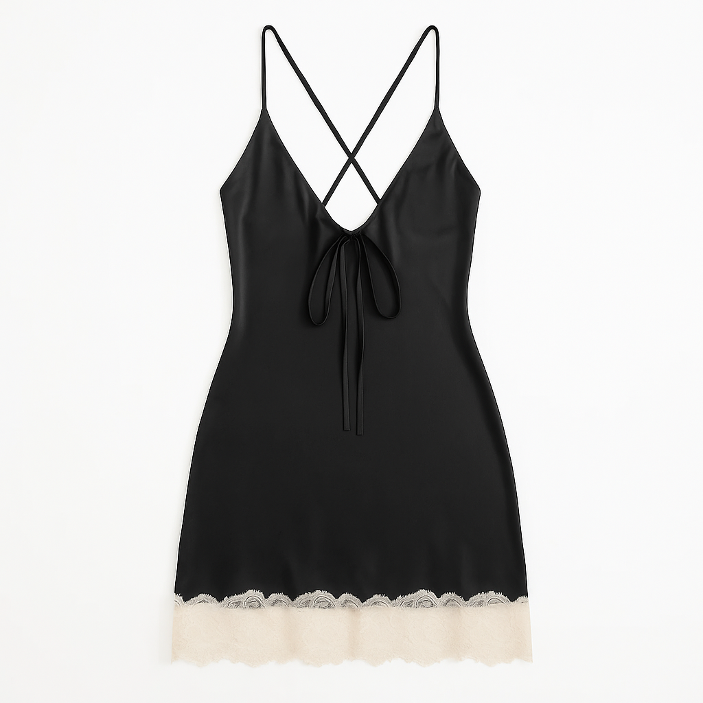 Nuisette Satinée à Bretelles – Lueur de Brume