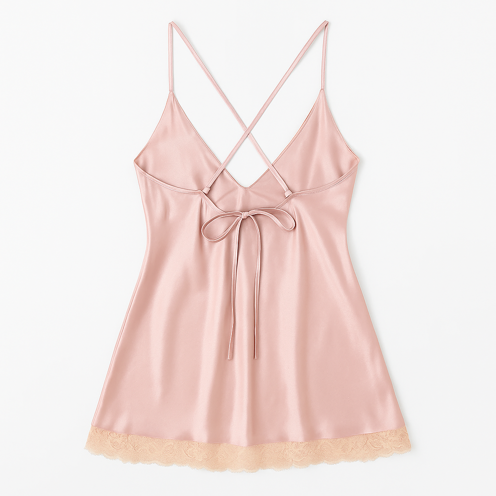 Nuisette Satinée à Bretelles – Lueur de Brume