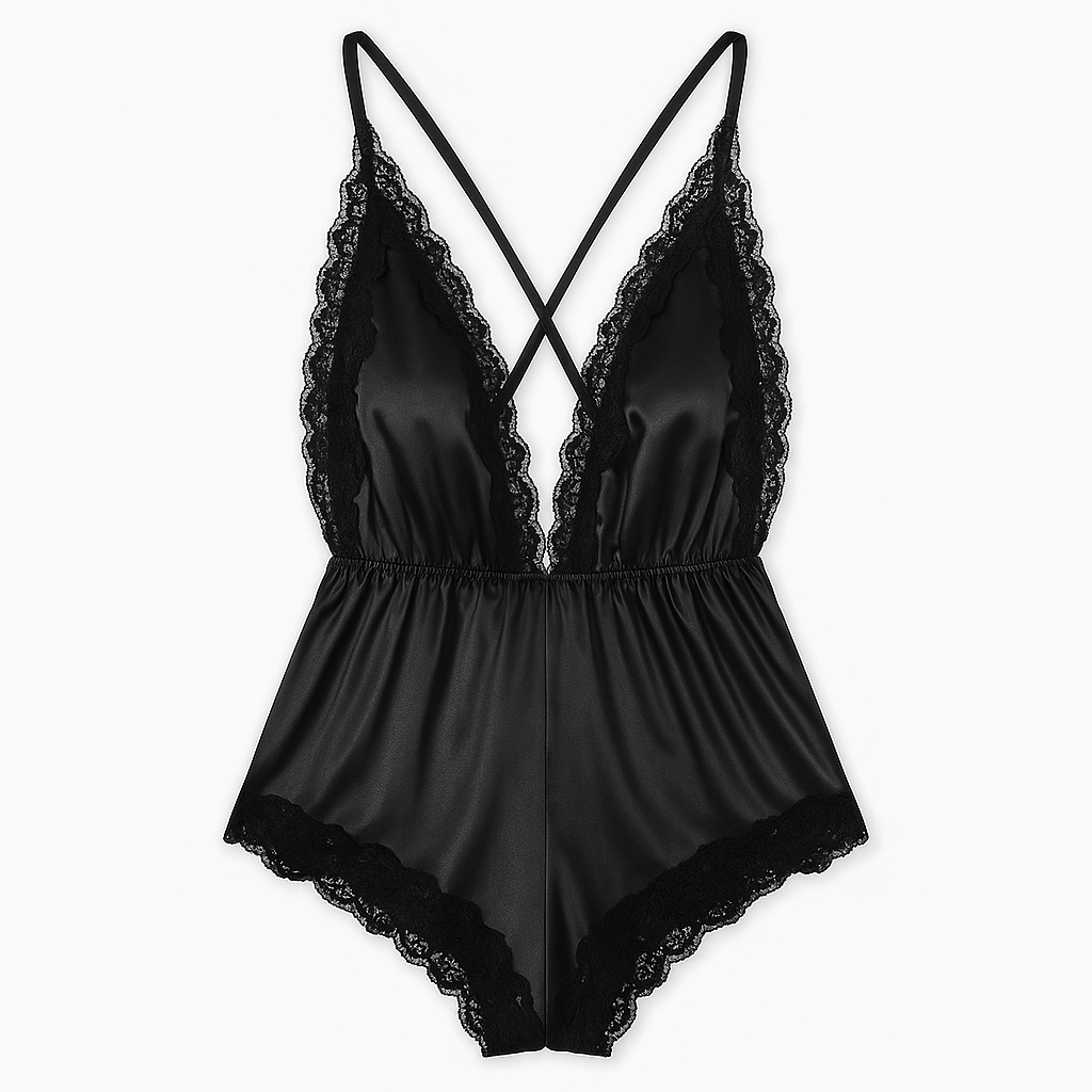 Combinaison Satinée à Dentelle – Aurore Cachée