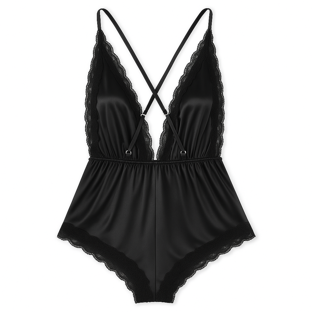 Combinaison Satinée à Dentelle – Aurore Cachée