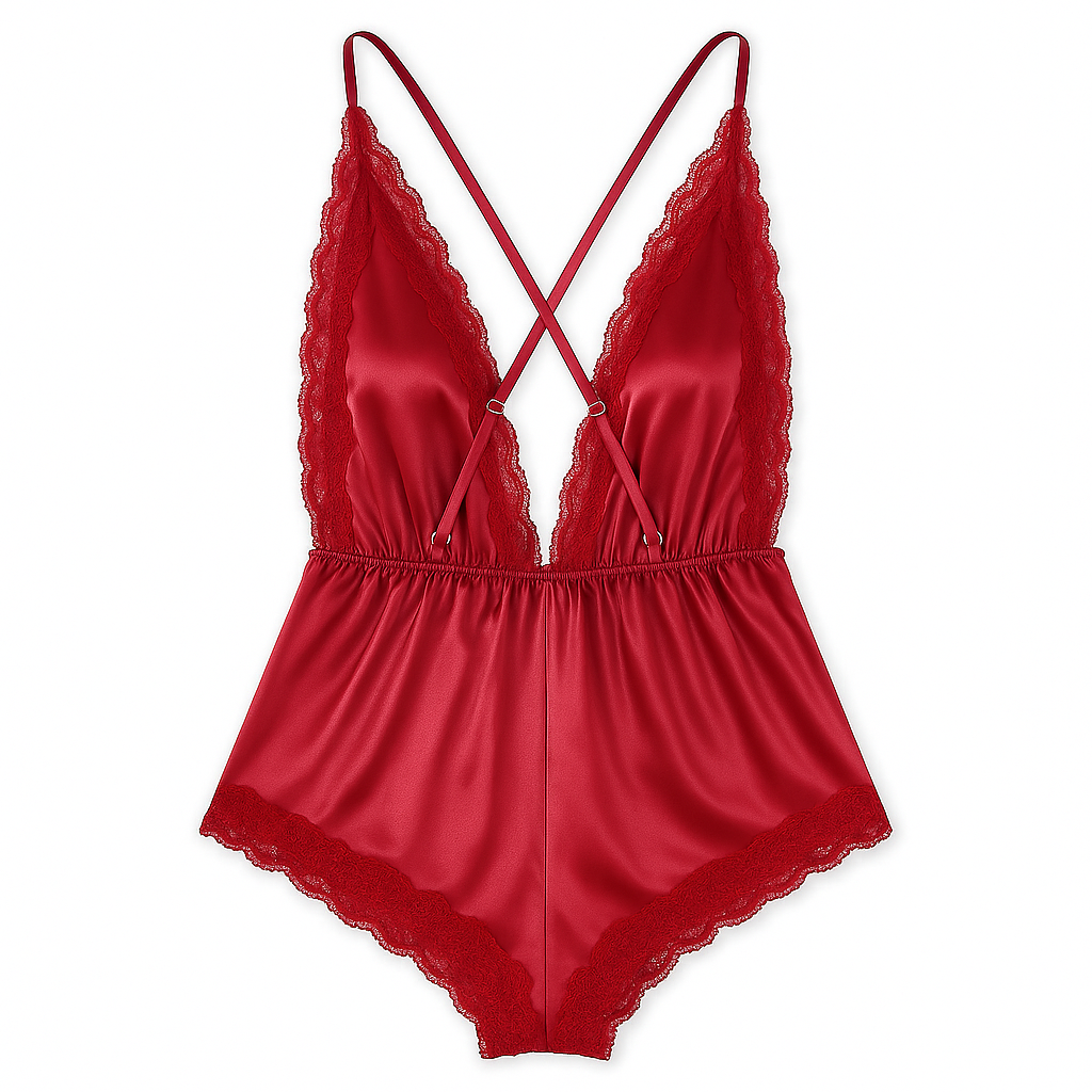 Combinaison Satinée à Dentelle – Aurore Cachée