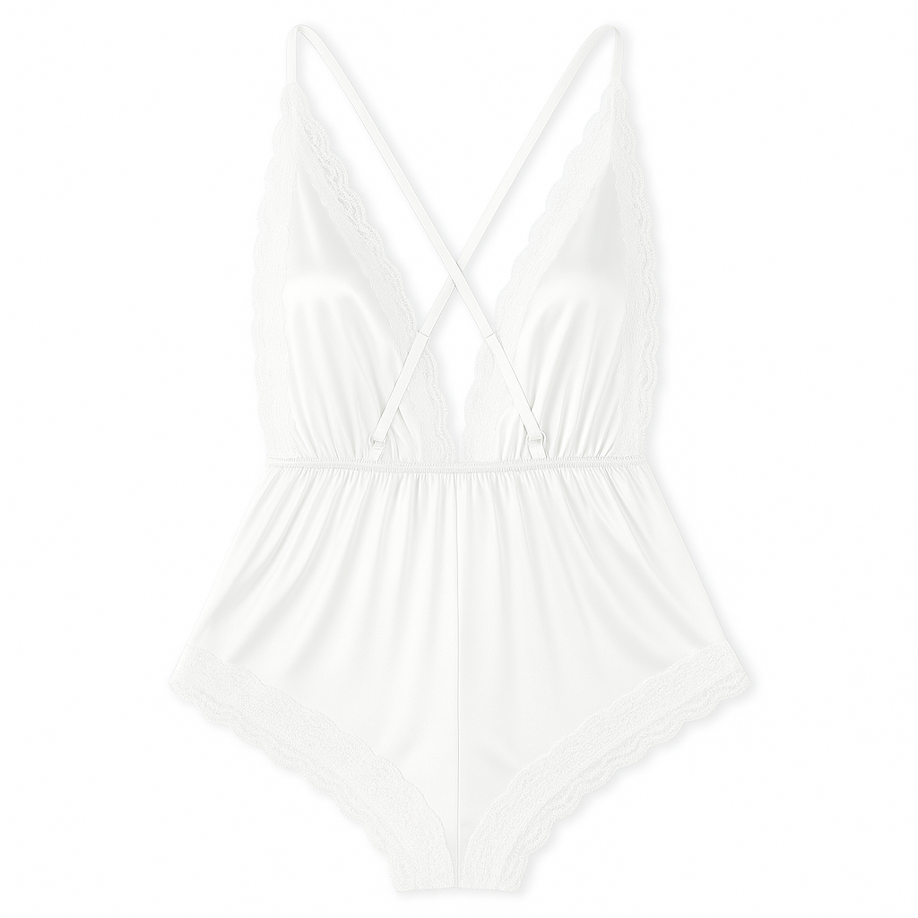 Combinaison Satinée à Dentelle – Aurore Cachée