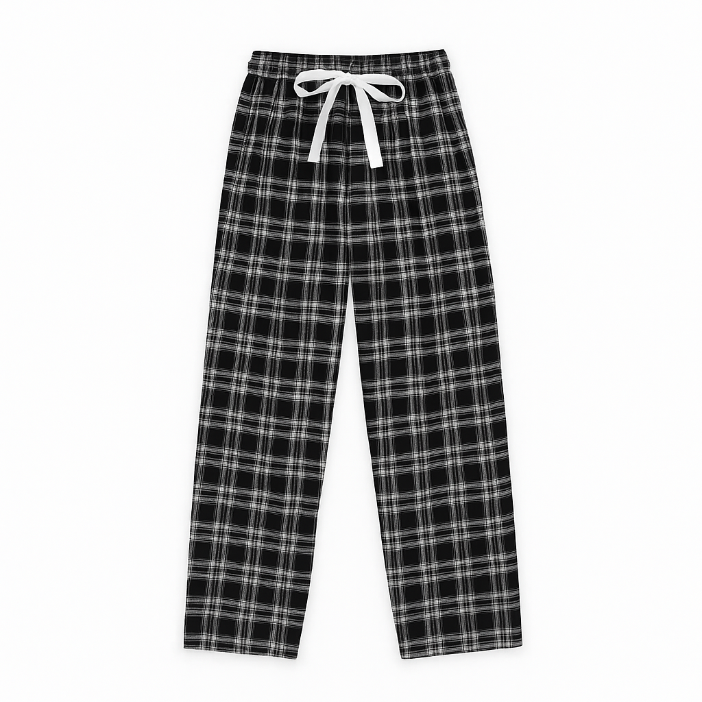 Pantalon à Carreaux Taille Nouée – Charme Douillet