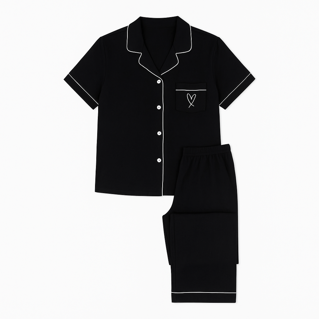 Ensemble Pyjama Chemisier et Pantalon – Tendresse Brodée