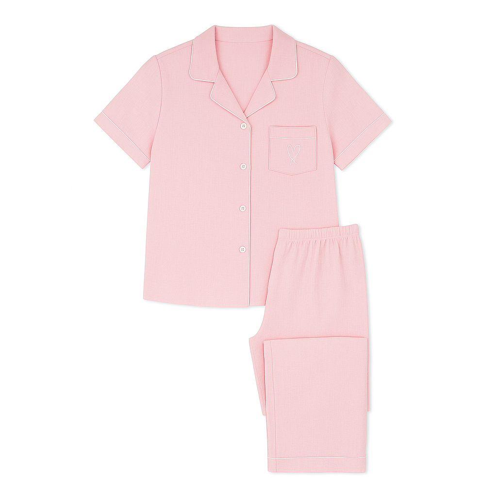 Ensemble Pyjama Chemisier et Pantalon – Tendresse Brodée