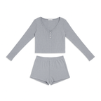 Ensemble Pyjama Manches Longues et Short – Sérénité Côtelée