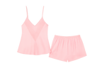 Débardeur et Short Satinés à Dentelle – Brume d’Aurore