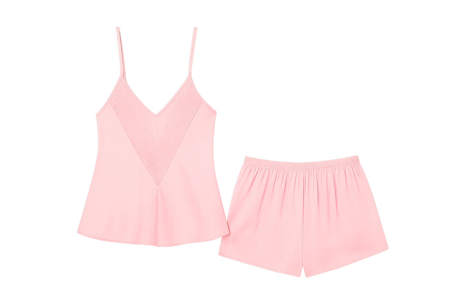 Débardeur et Short Satinés à Dentelle – Brume d’Aurore