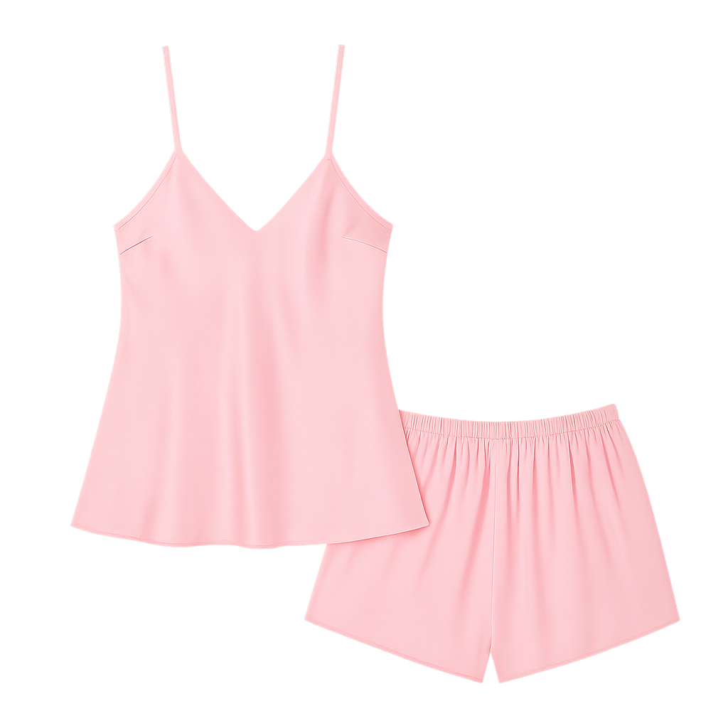 Débardeur et Short Satinés à Dentelle – Brume d’Aurore