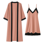 Ensemble Pyjama Satiné Robe et Gilet – Éclat Relié