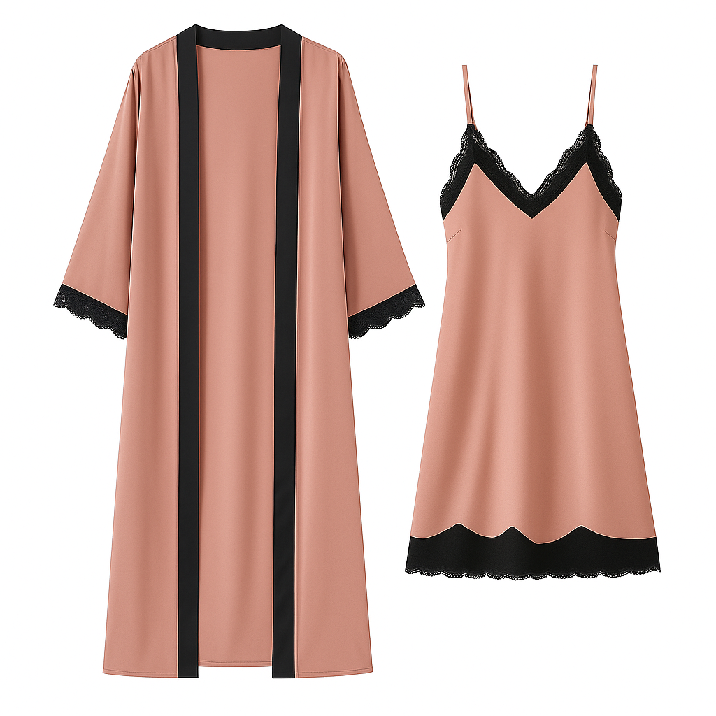 Ensemble Pyjama Satiné Robe et Gilet – Éclat Relié