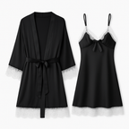 Ensemble Pyjama Satiné Robe Courte et Gilet – Éclat Léger