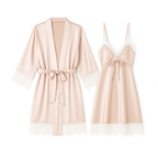 Ensemble Pyjama Satiné Robe Courte et Gilet – Éclat Léger