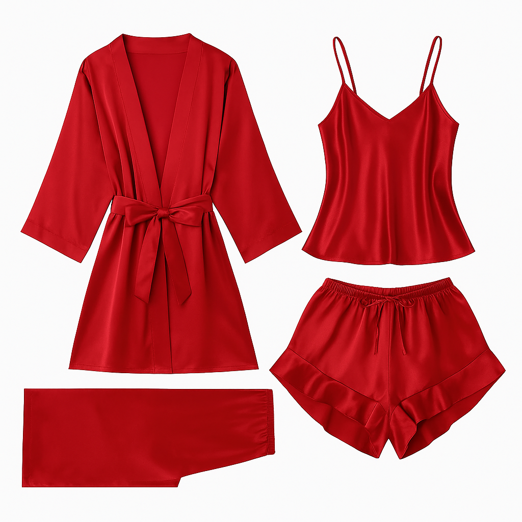 Ensemble Pyjama Quatuor Satiné Modulable – Éclat Complet