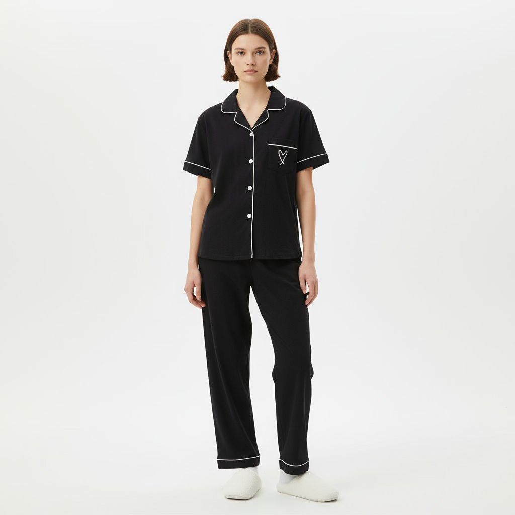 Ensemble Pyjama Chemisier et Pantalon – Tendresse Brodée