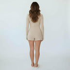 Combishort Côtelée Manches Longues – Caresse Côtelée