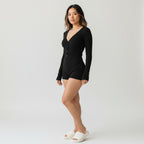 Combishort Côtelée Manches Longues – Caresse Côtelée