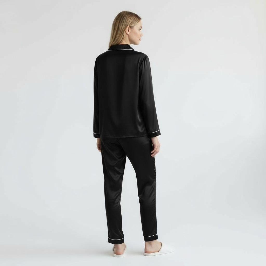 Ensemble Pyjama Satiné Chemisier et Pantalon – Nuit Élégante