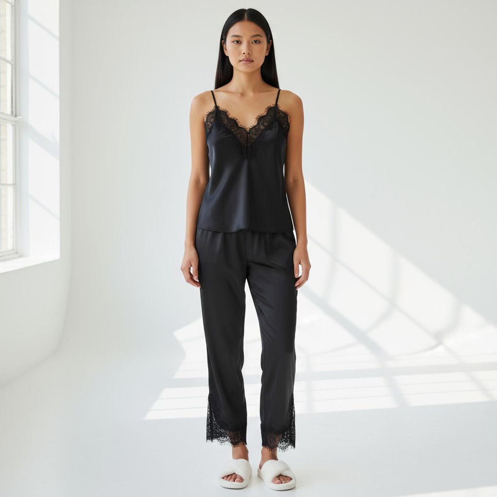 Ensemble Pyjama Satiné et Dentelle – Douce Séduction