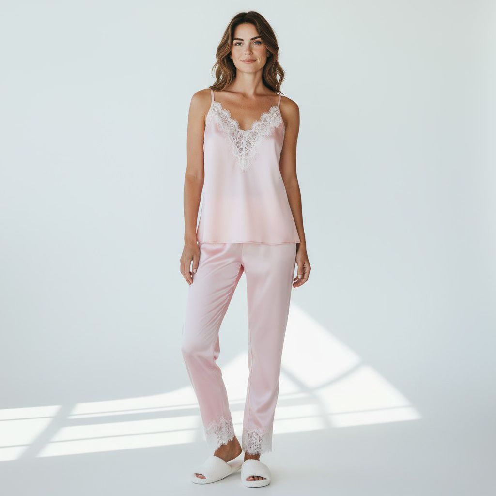 Ensemble Pyjama Satiné et Dentelle – Douce Séduction