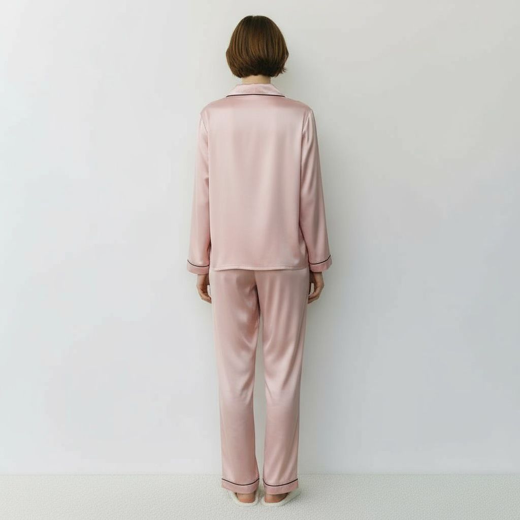 Ensemble Pyjama Satiné Chemisier et Pantalon – Nuit Élégante