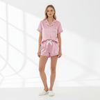 Ensemble Pyjama Chemisier et Short Satinés – Satin d’Aurore