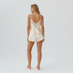 Débardeur et Short Satinés à Dentelle – Brume d’Aurore