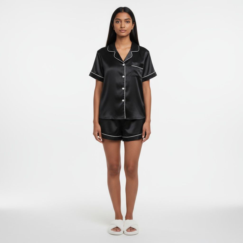 Ensemble Pyjama Chemisier et Short Satinés – Satin d’Aurore