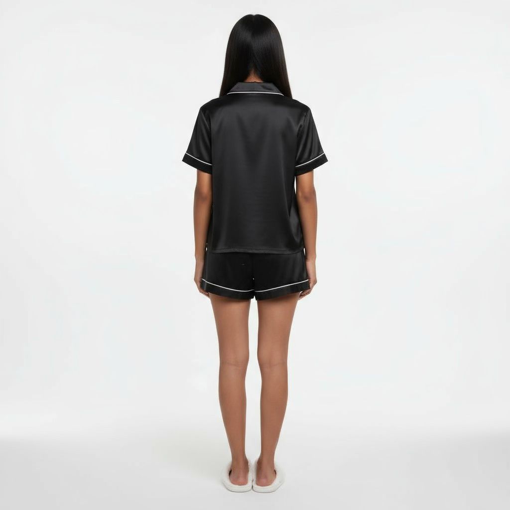 Ensemble Pyjama Chemisier et Short Satinés – Satin d’Aurore