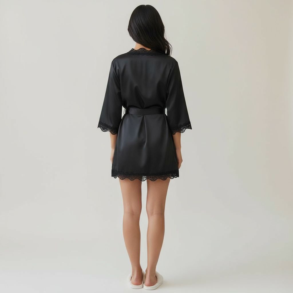 Chemise de Nuit Satinée à Dentelle – Aurore Silencieuse