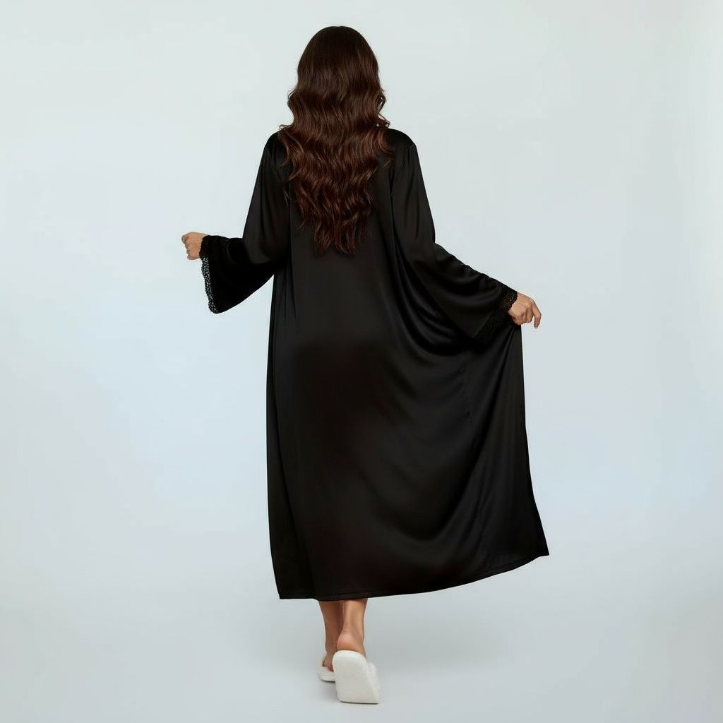 Ensemble Pyjama Satiné Robe et Gilet – Éclat Relié