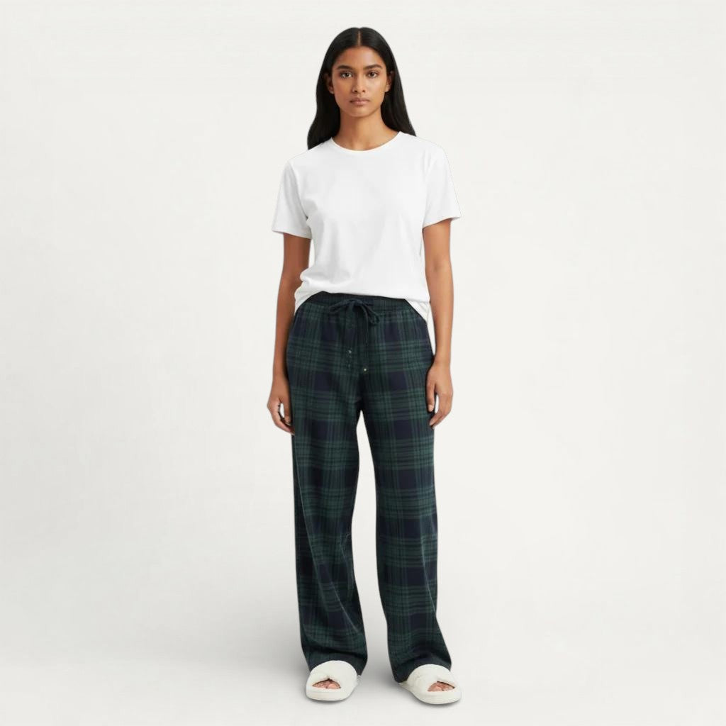Pantalon Pyjama à Carreaux Taille Nouée – Charme Douillet