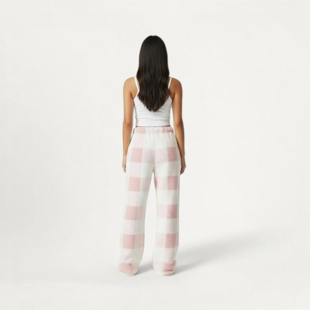Pantalon Pyjama Polaire Femme Chaud – Carreaux Enflammés