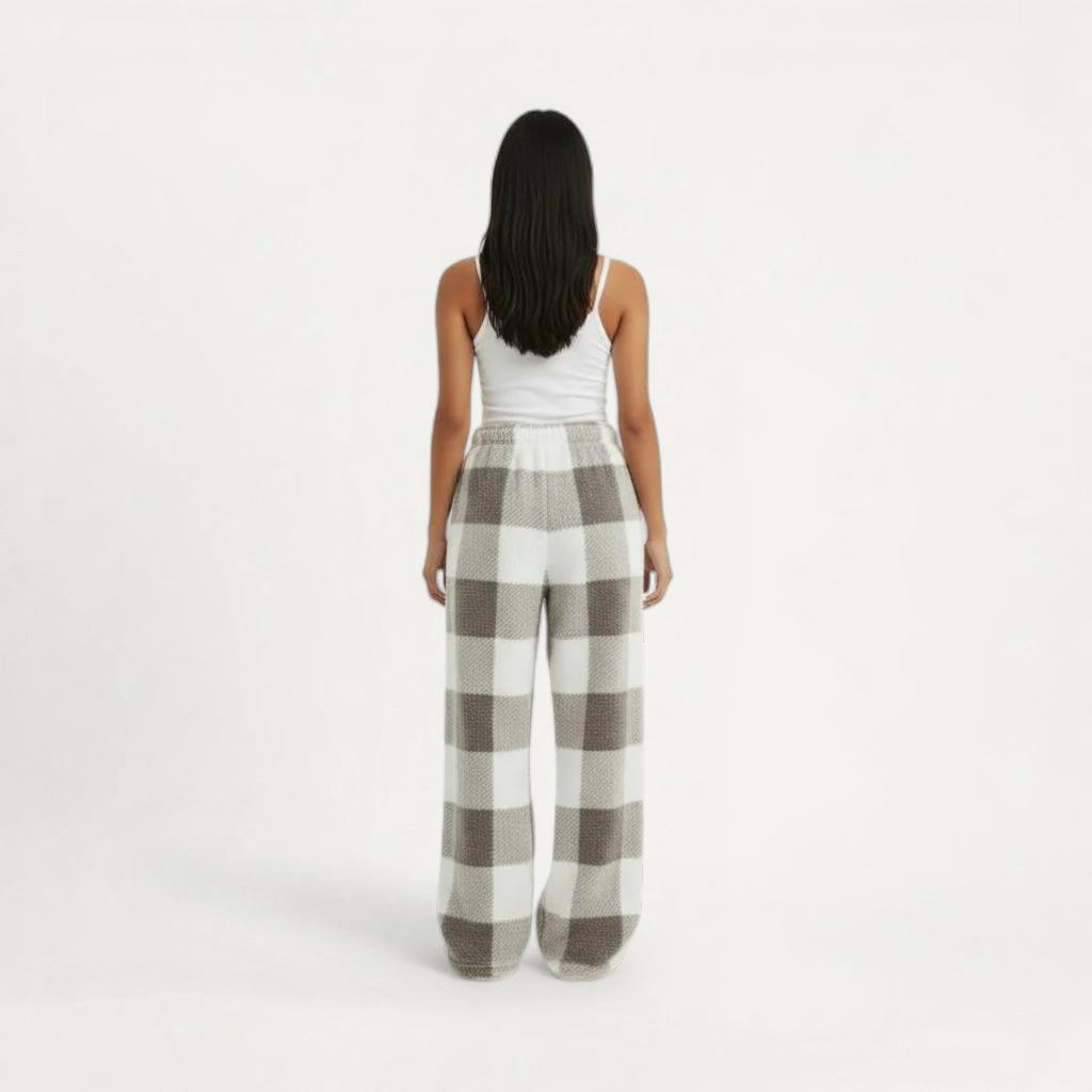 Pantalon Pyjama Polaire Femme Chaud – Carreaux Enflammés