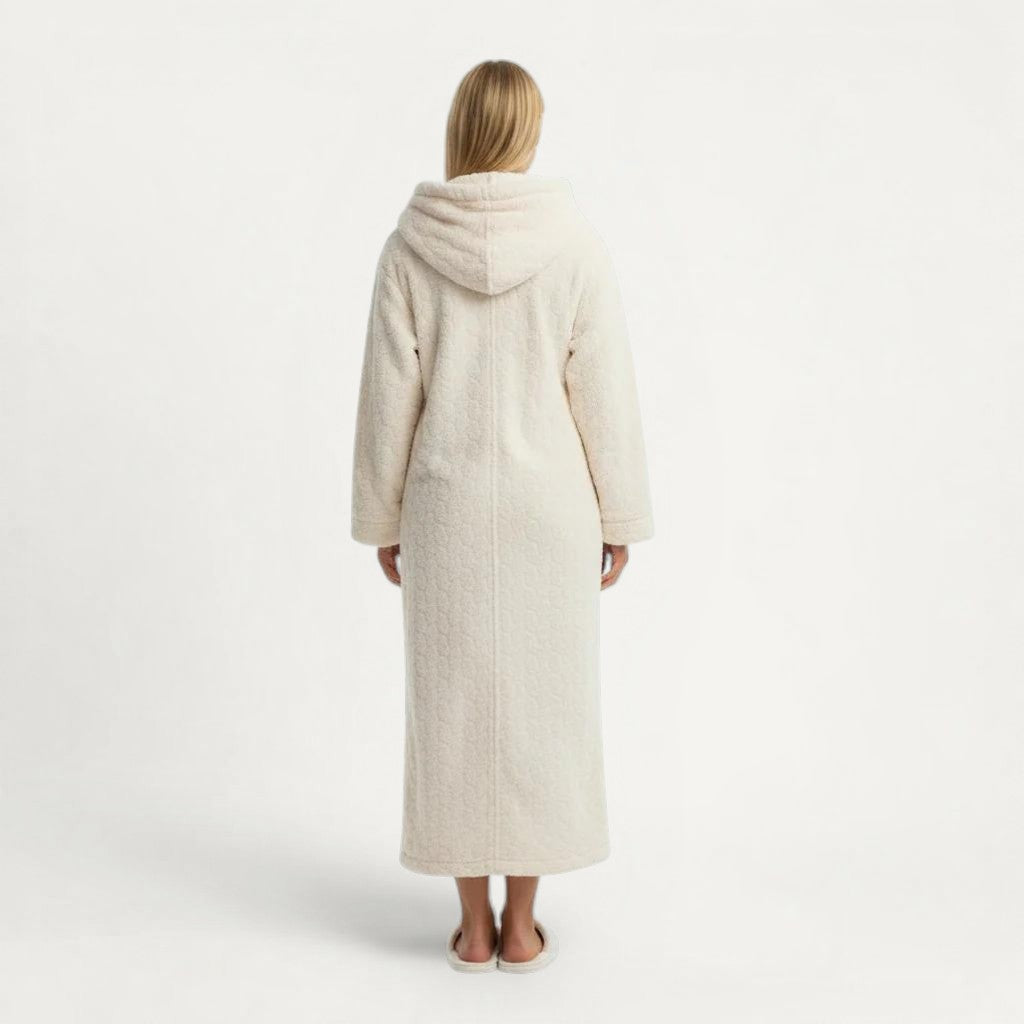 Peignoir Chaud avec Capuche Femme en Polaire – Cocon Vanille