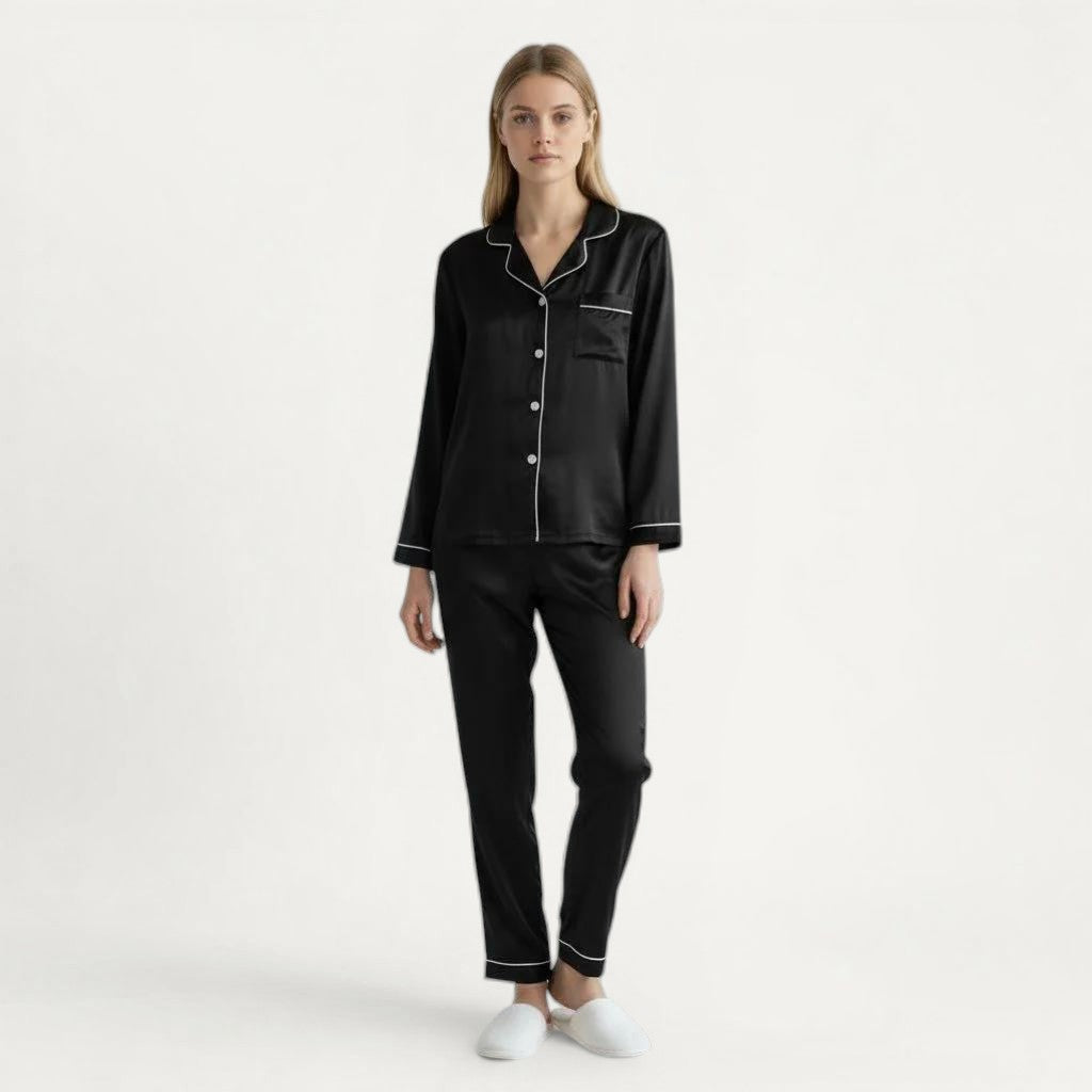 Ensemble Pyjama Satin Femme Chemisier et Pantalon Élégant – Nuit Élégante