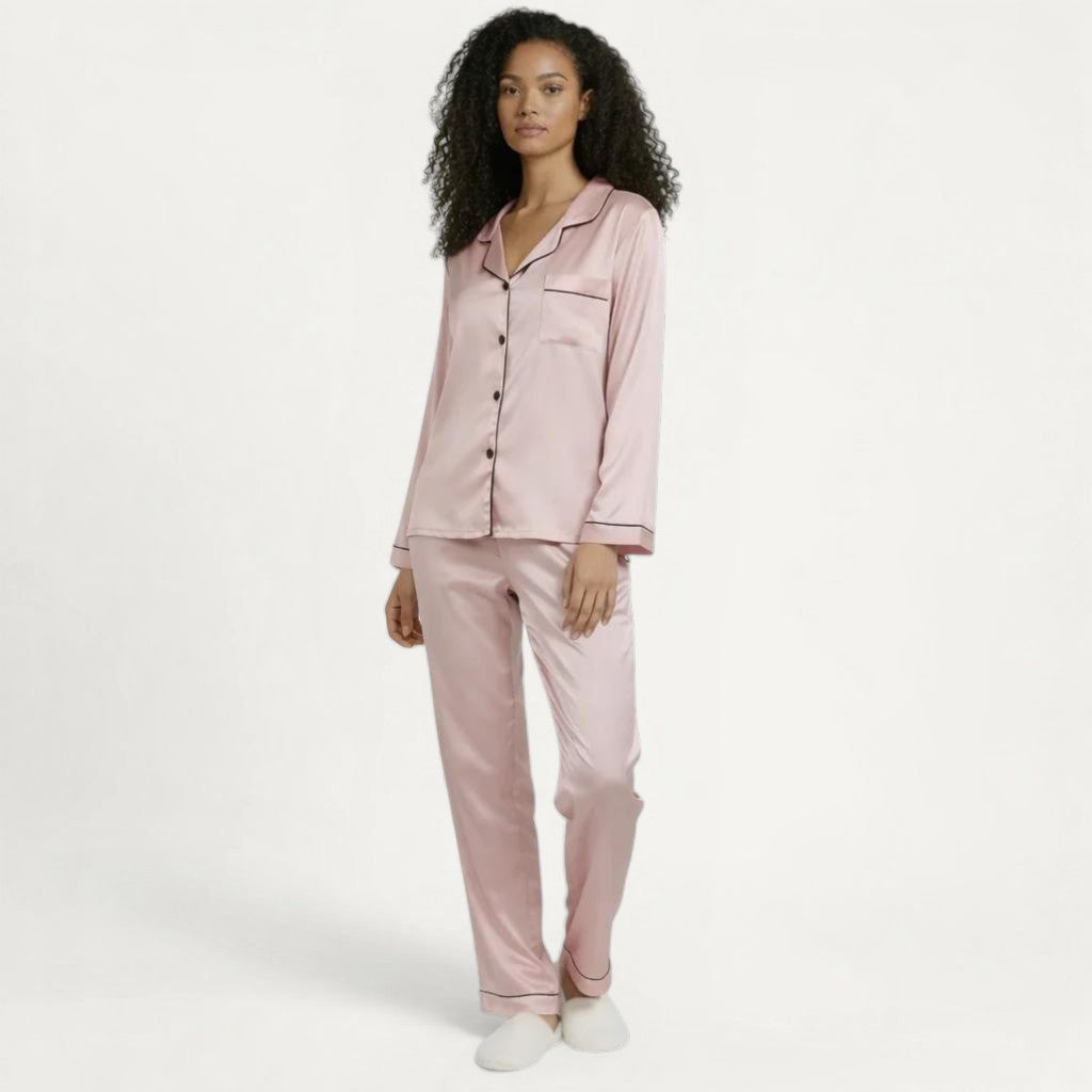 Ensemble Pyjama Satin Femme Chemisier et Pantalon Élégant – Nuit Élégante