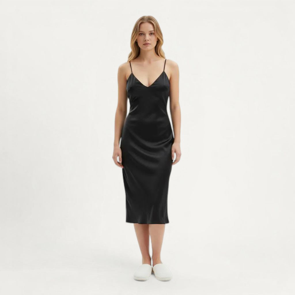 Nuisette Satin Femme Longue Élégante – Brume Douce