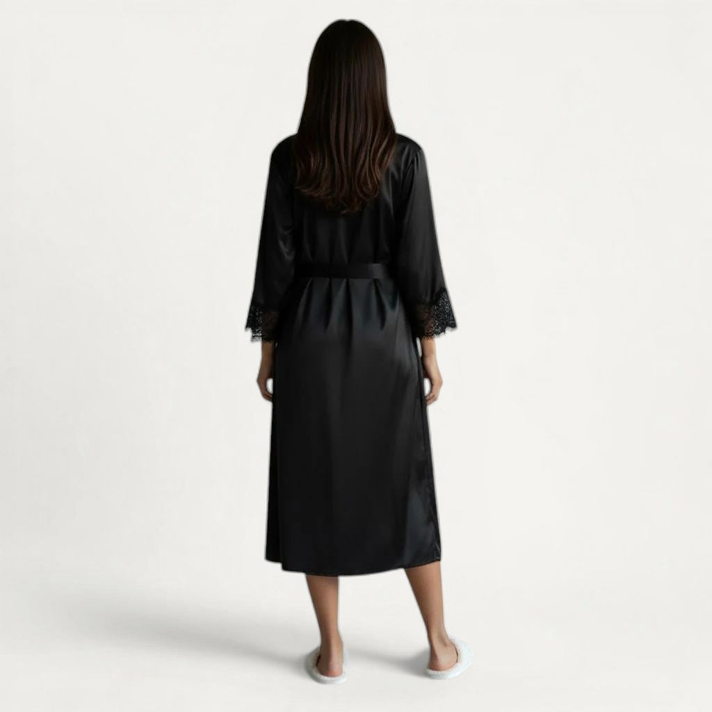 Ensemble Pyjama Satin Femme Robe et Gilet Élégant – Éclat Relié