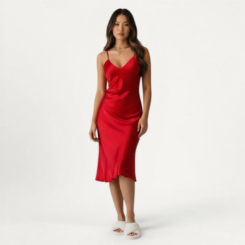 Nuisette Satin Femme Longue Élégante – Brume Douce