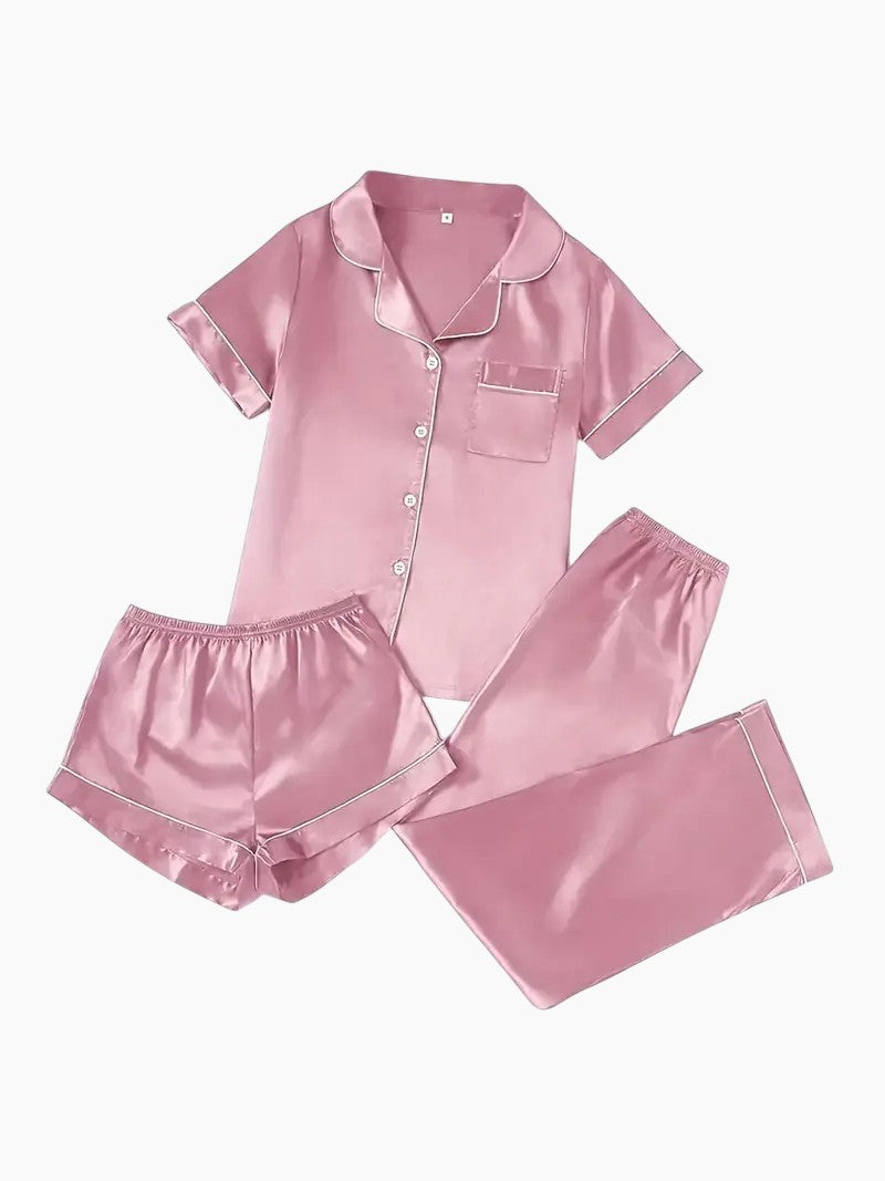 Ensemble Pyjama Trio Satiné Modulable – Reflet Composé
